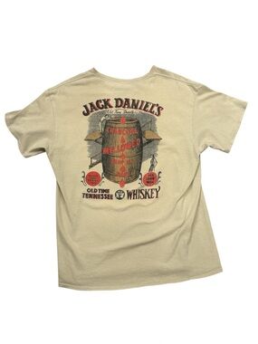 Jack Daniels Beige Short-Sleeve Tee with Vintage Barrel Graphic